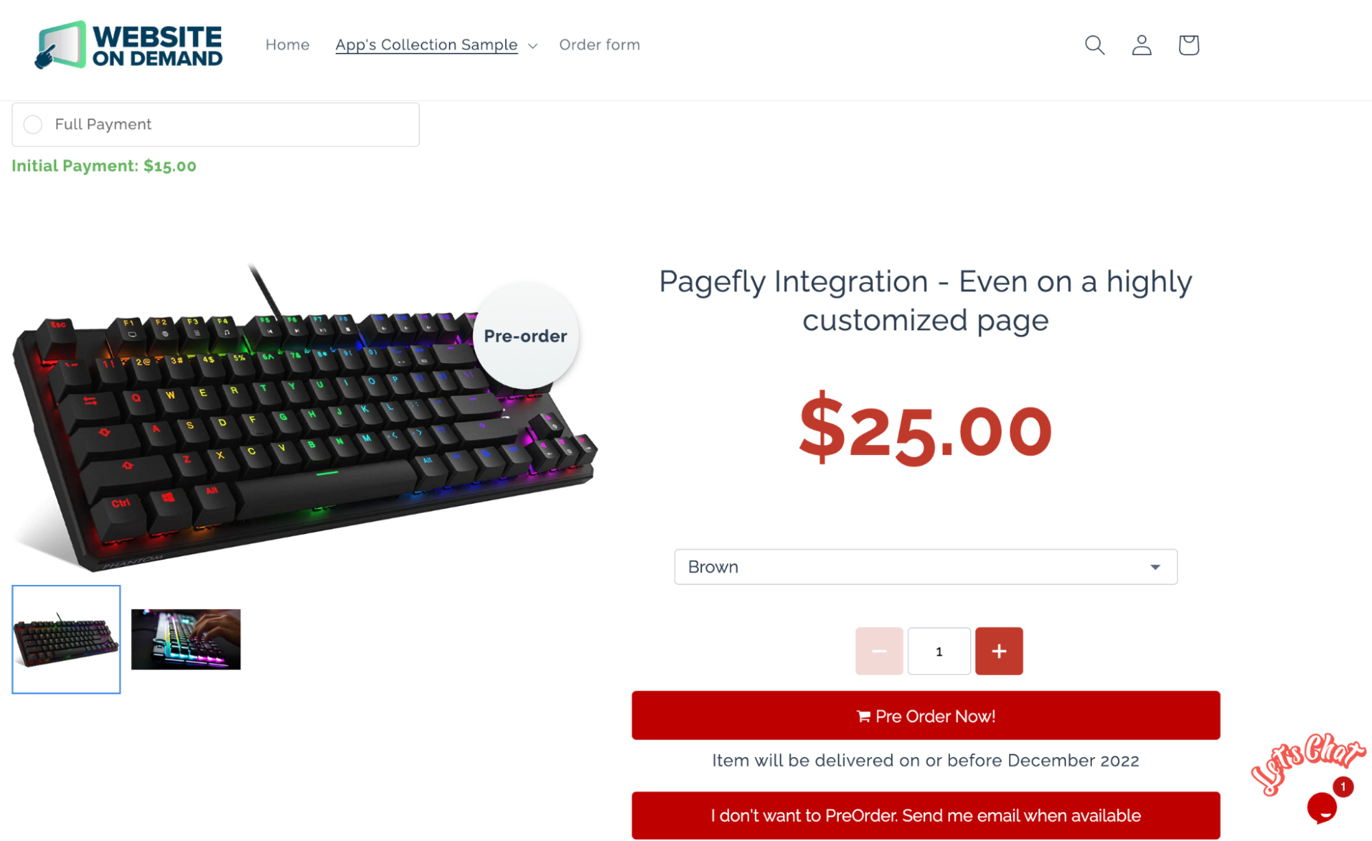 Pre-Order Now app gives the client possibility to choose pre-ordering or getting a back-in-stock alert via email