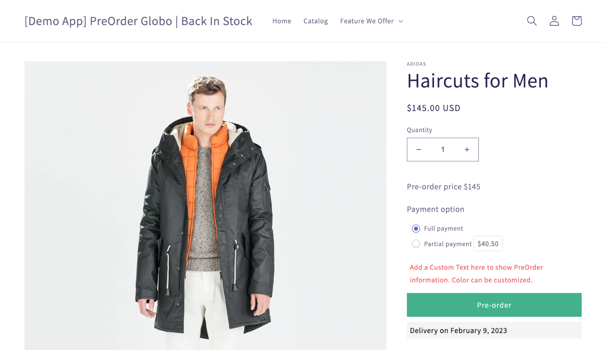 PreOrder Globo demo store