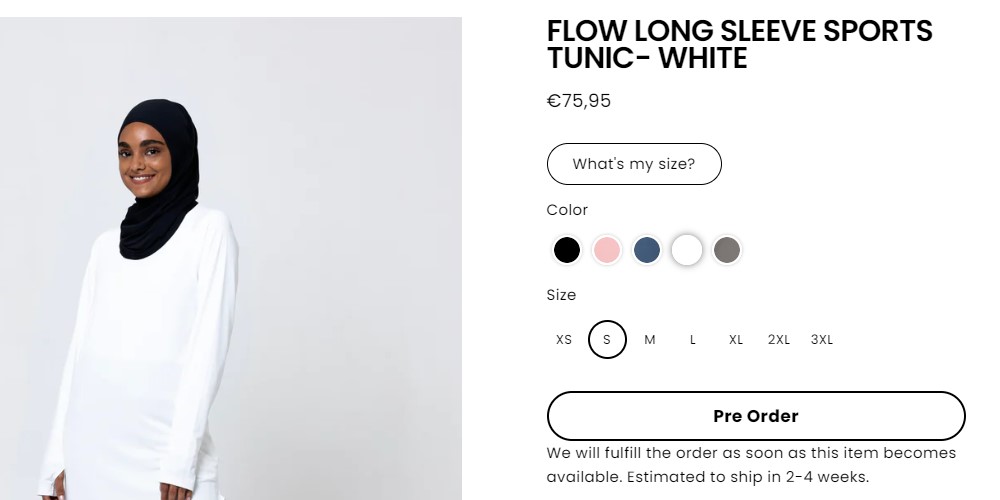 pre-order today app live example with preorder button and estimated shipping information