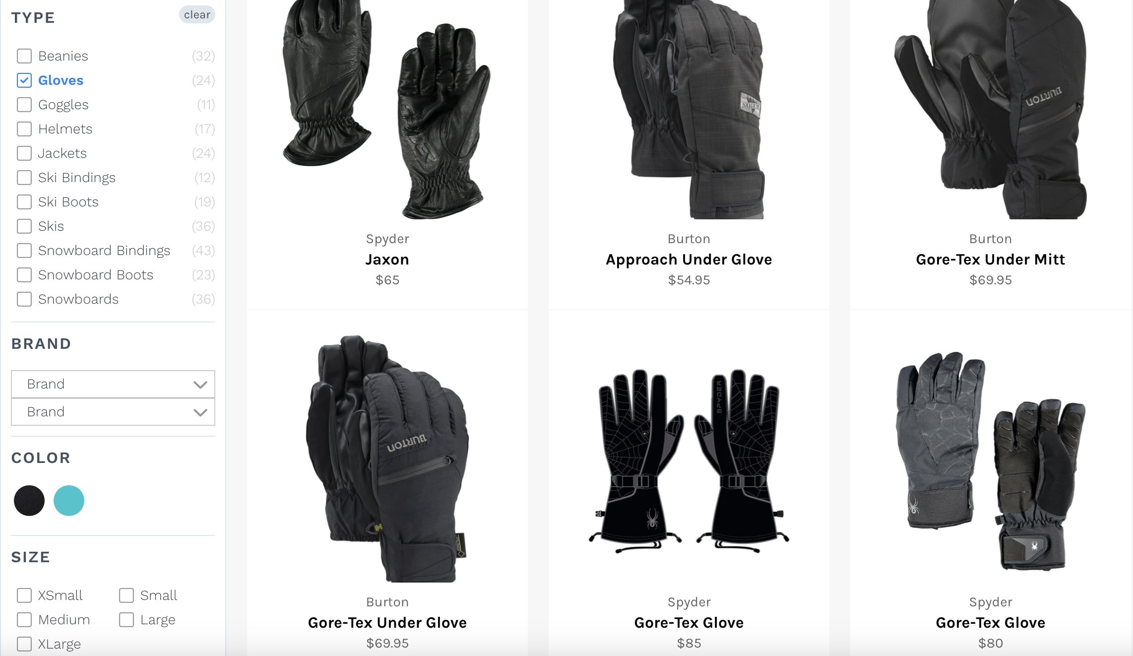 Power Tools Filter Menu filtering options example on demo store