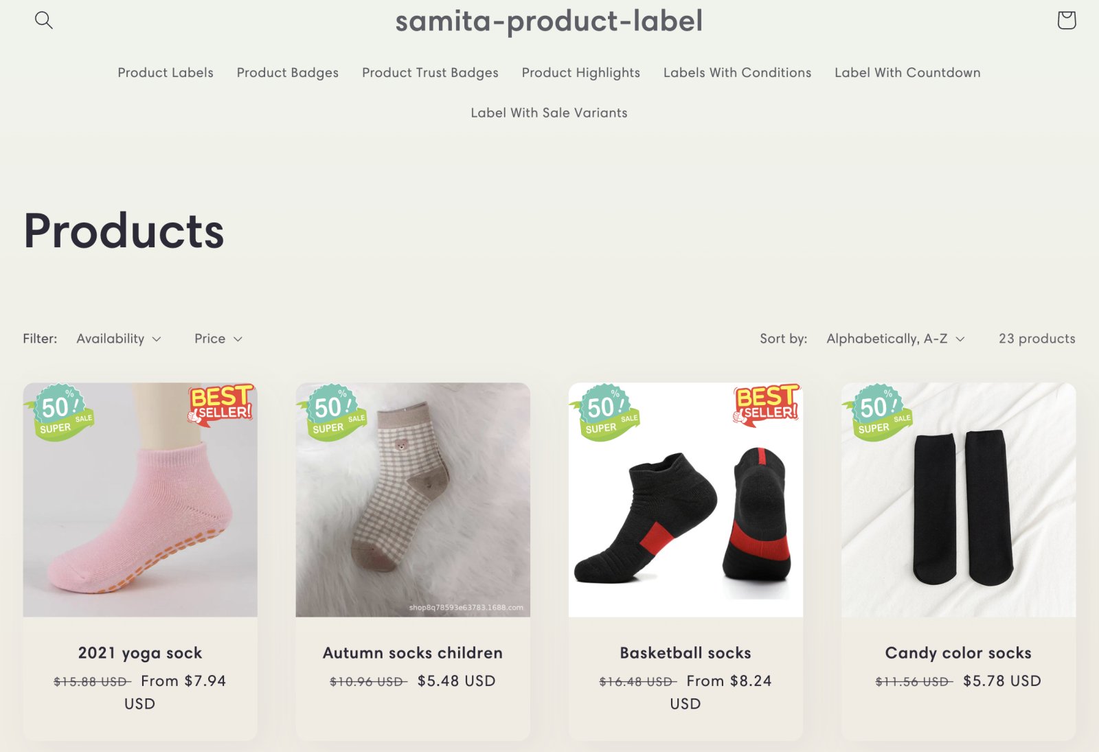 sami label app demo store