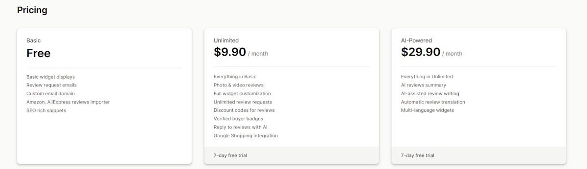 TrustShop pricing