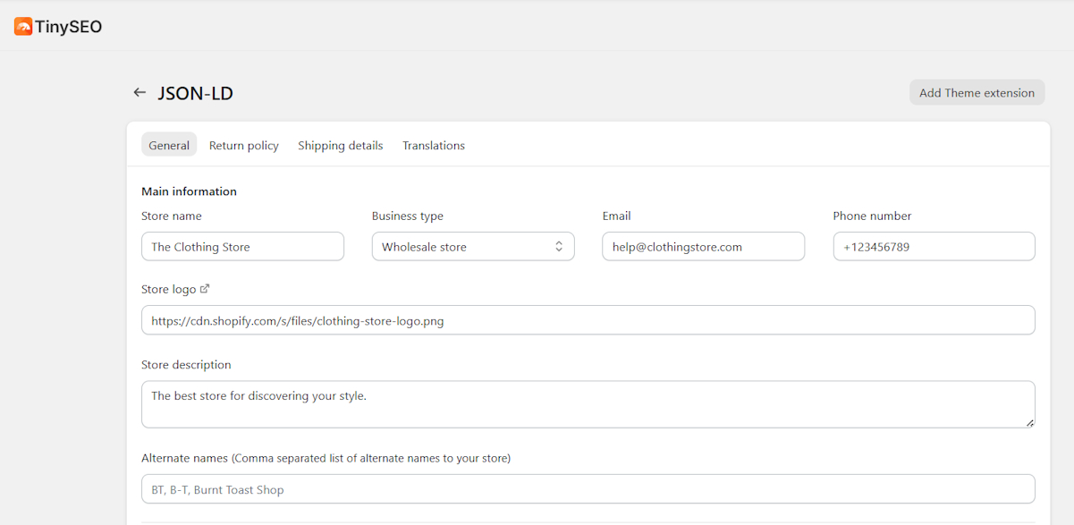 TinySEO JSON-LD