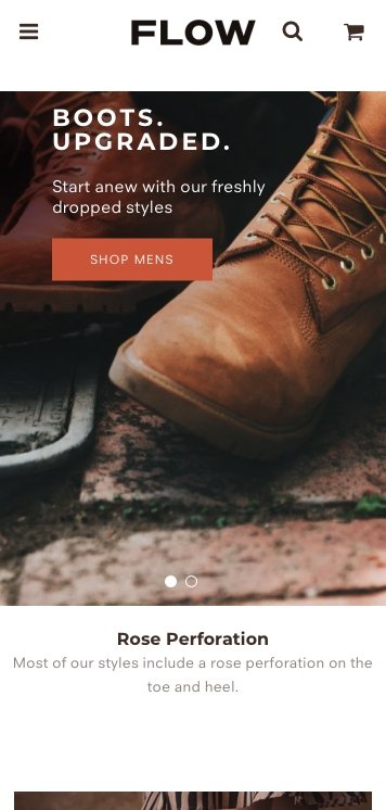 Flow theme mobile homepage