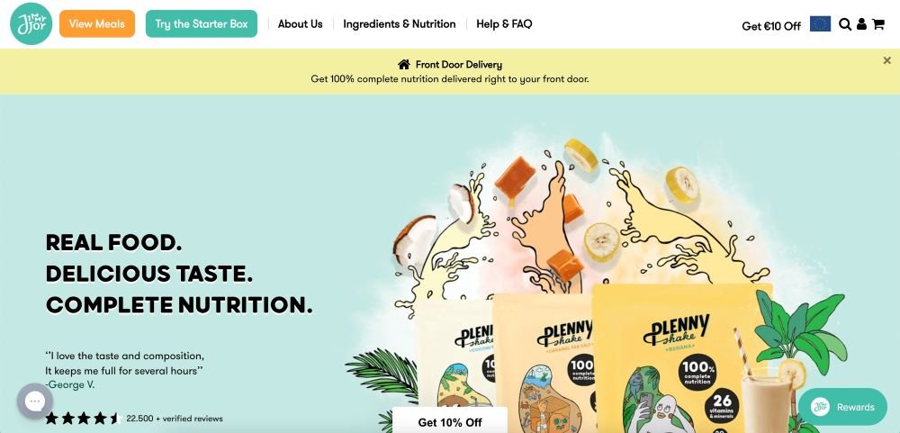 envy shopify theme used by jimmy joy food store