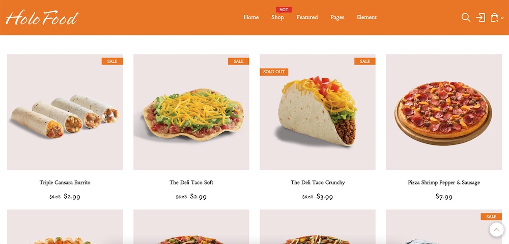 holofood shopify theme for restaurants demo store