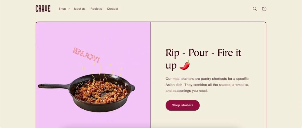 crave shopify restaurant theme homepage