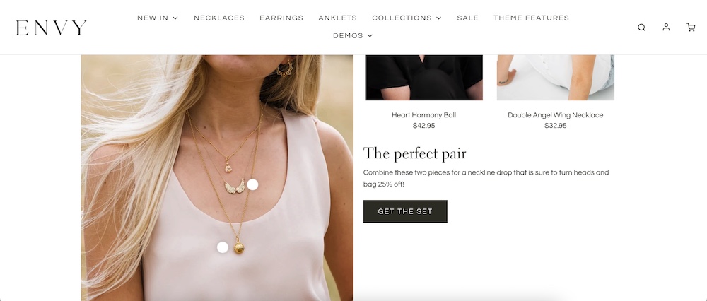 envy shopify jewelry theme shop the look feature