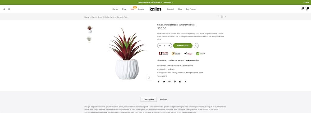 kalles shopify theme product page template