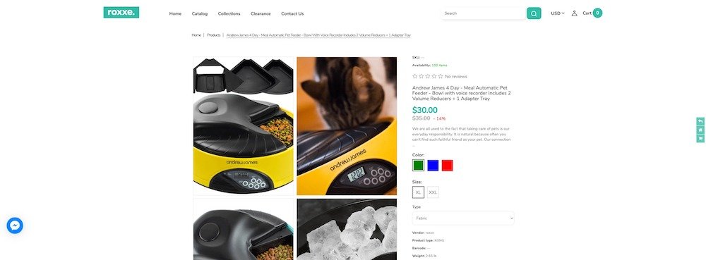 roxxe shopify subscription theme product page template