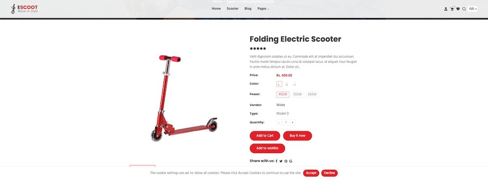 escoot one product shopify subscription theme template