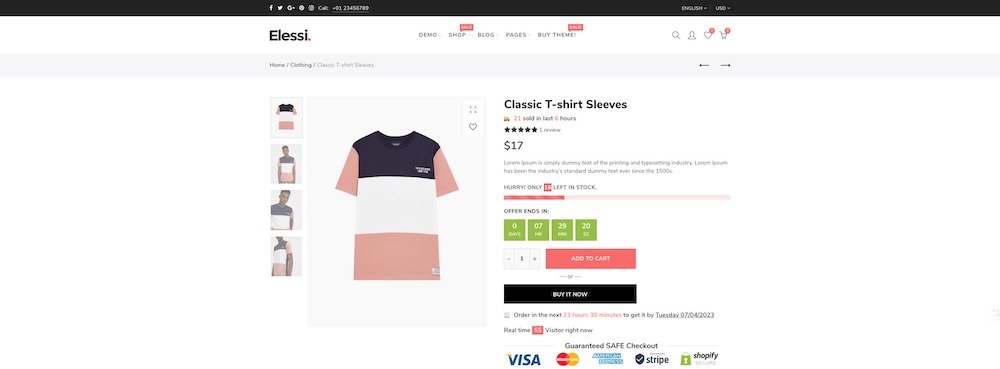 elessi shopify theme fashion product page