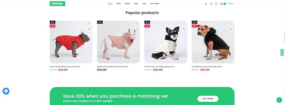 roxxe shopify theme popular products display
