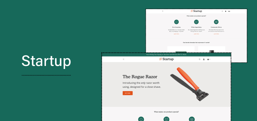 startup shopify theme banner