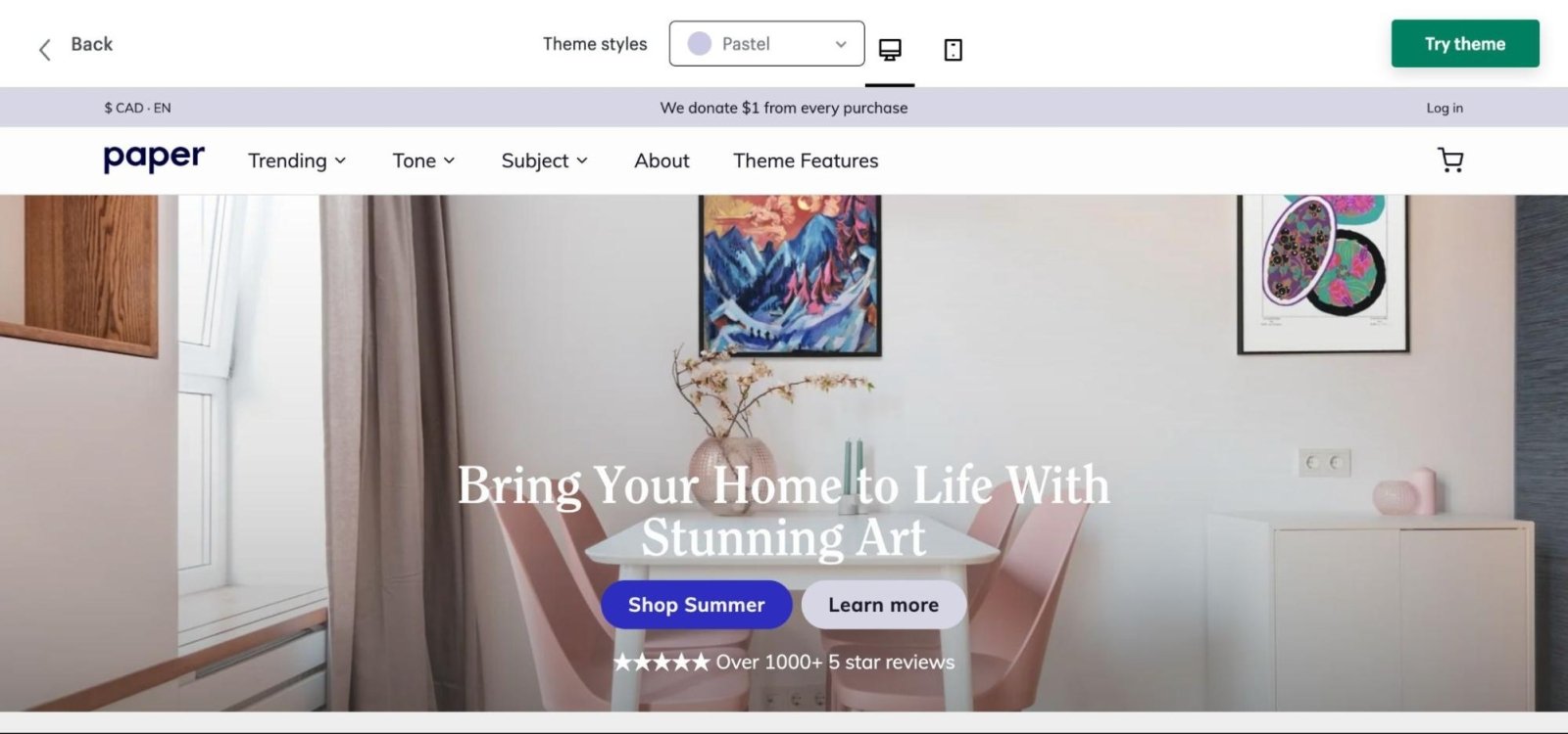 paper shopify theme for artists