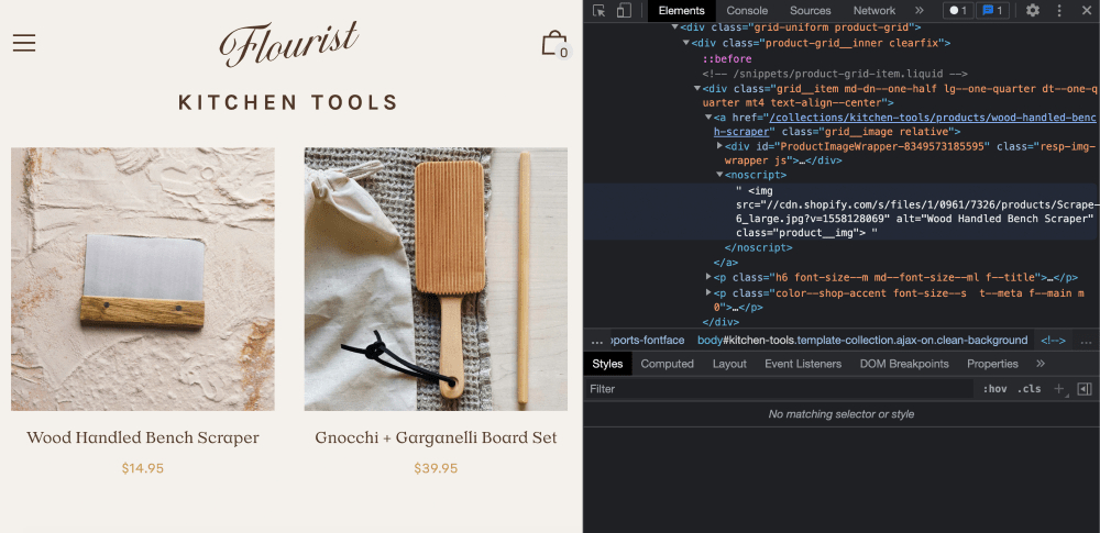product image alt text example from flourist shopify store