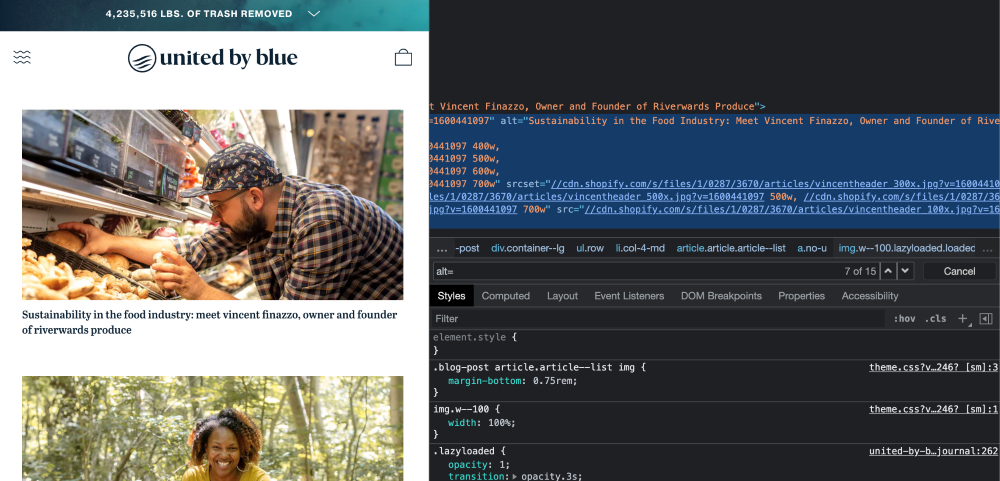 alt text for blog image example from united by blue shopify store