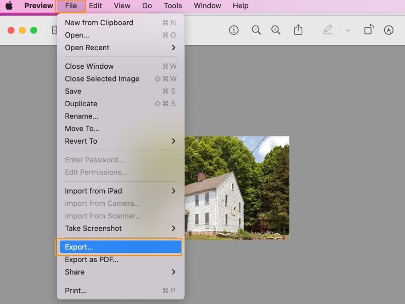 Mac Preview WebP Converting – Export the image file