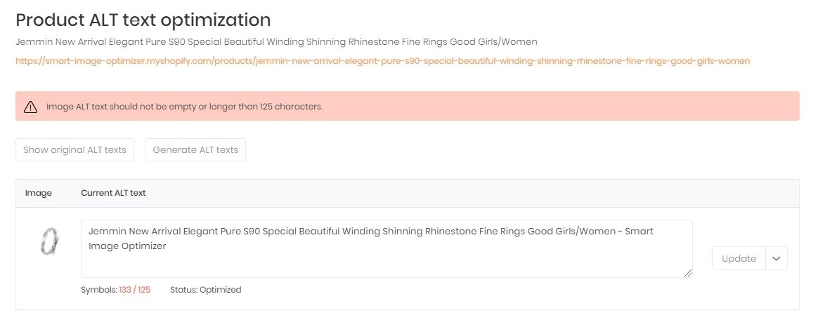 TinySEO alt text optimization