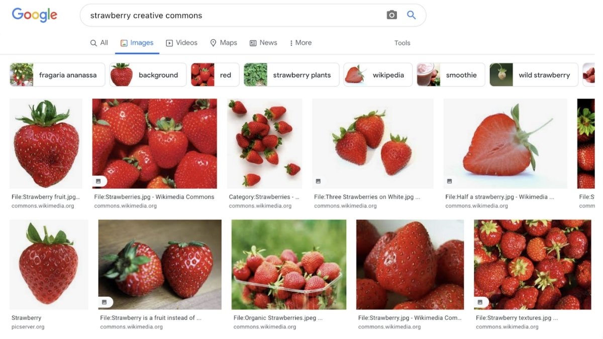 searching for strawberry in Google images