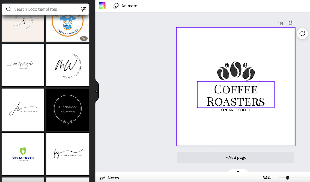canva logo maker editor screen