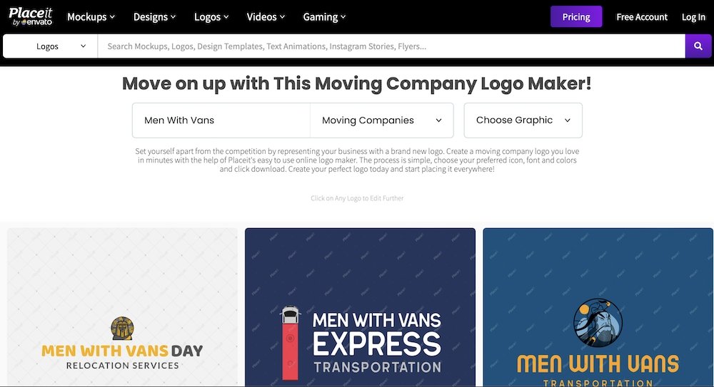 placeit logo maker logo option selection screen