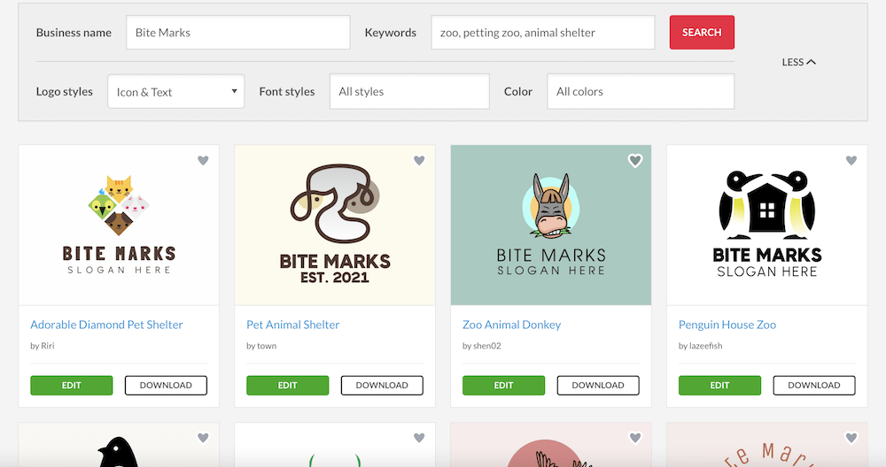 brandcrowd logo maker – choosing from premade logo options
