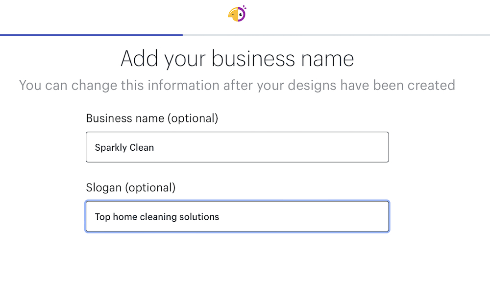step 3 - adding your business name in the text boxes