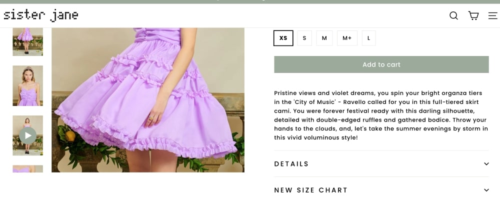 sister jane Shopify store using Poppins Shopify font for product pages