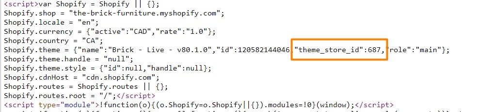 theme store id found in the source code