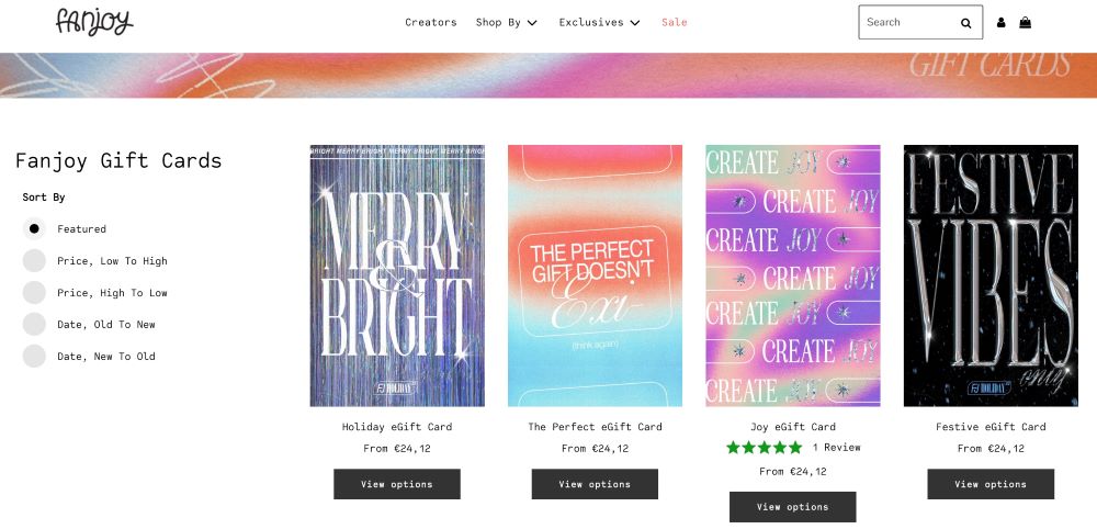 Christmas eGift card examples for a custom amount
