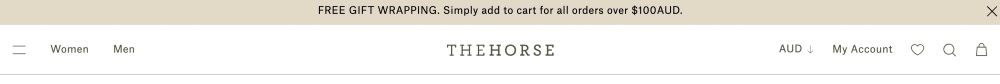 Leaderboard banner announcing free gift wrapping for orders over $100