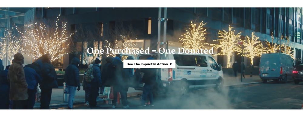 One purchased, one donated Shopify store charity banner