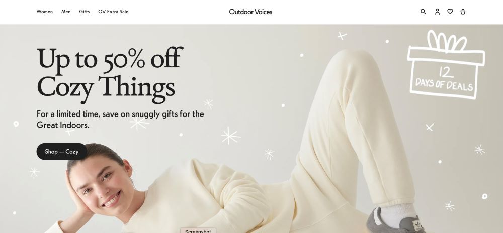 12 days of deals Christmas Shopify campaign by Outdoor Voices