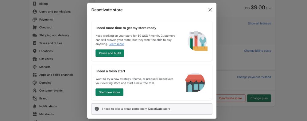 choose Pause and Build in the pop-up