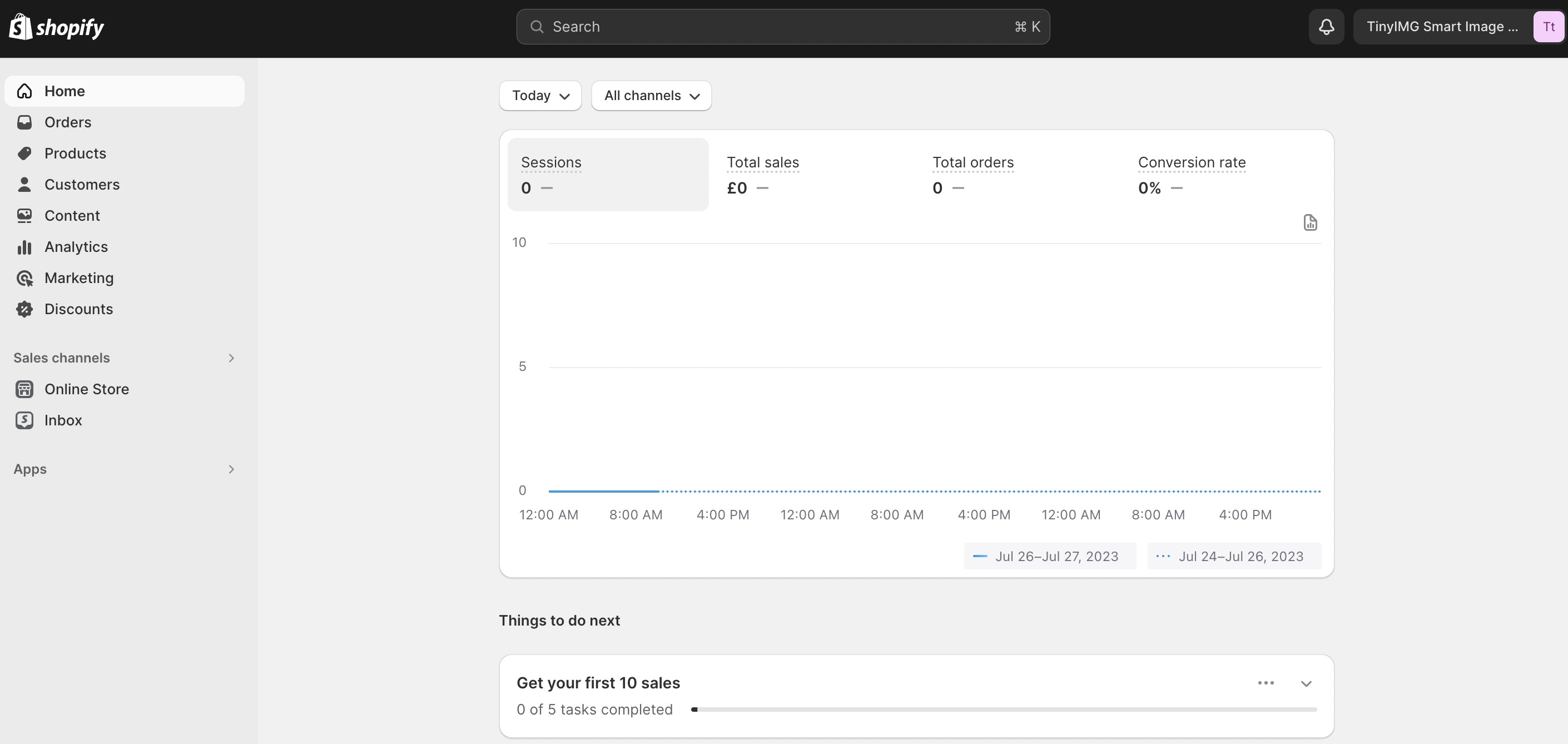 Shopify admin dashboard example