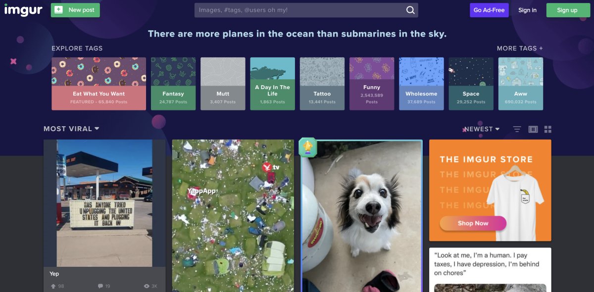 Imgur homepage