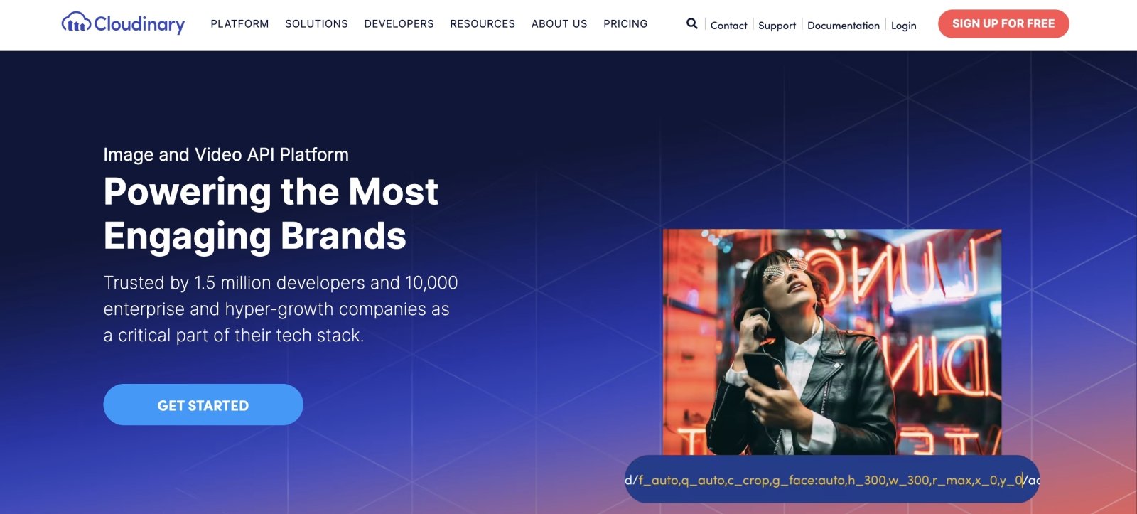 Cloudinary image optimization software homepage