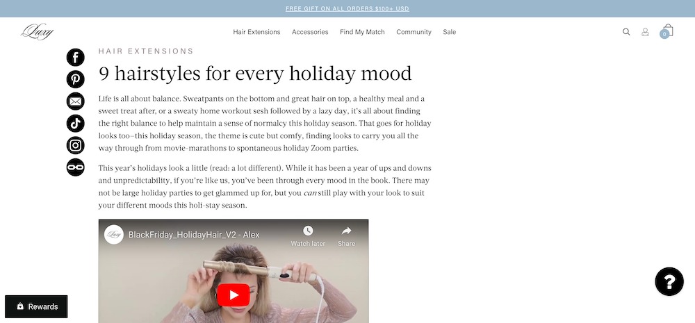 The Luxy Hair blog article with a video
