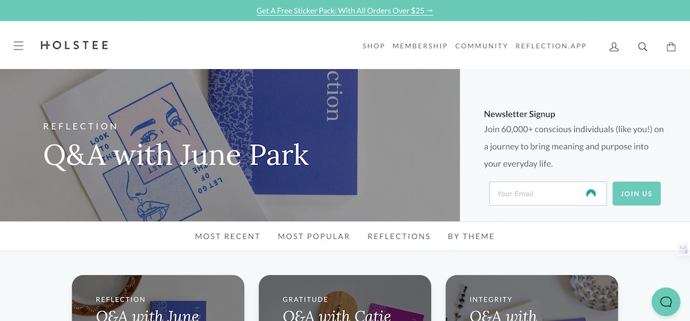 The Mindful Matter Shopify blog by Holstee