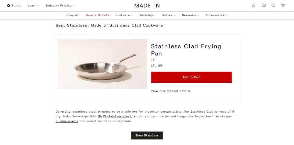 The Made In blog article with a product placement