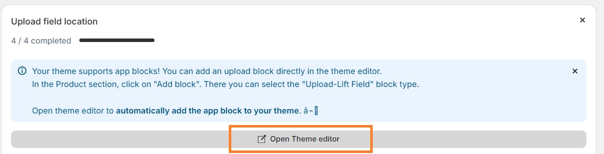 Choose upload field location on product page