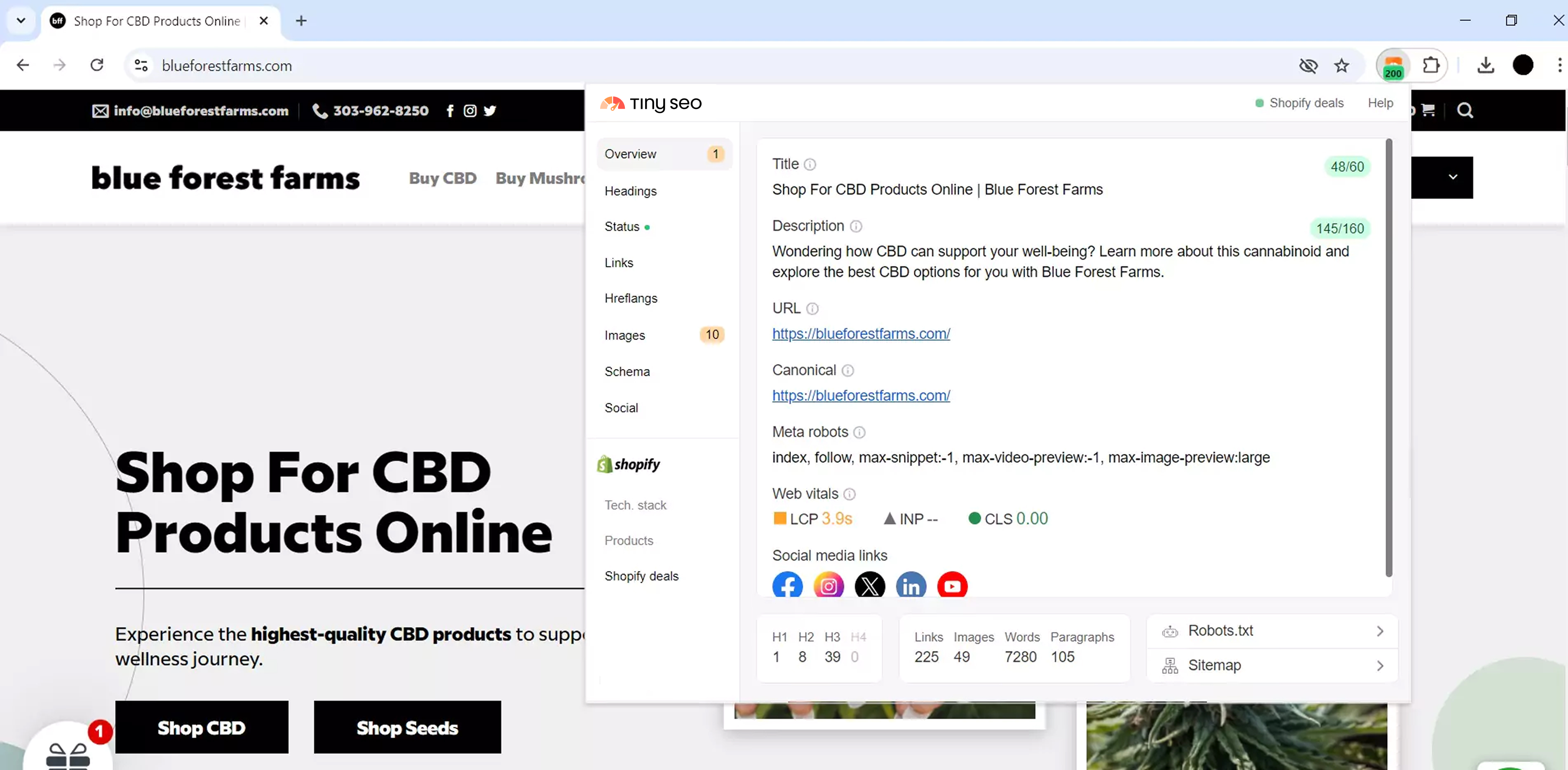 Check meta robots tags with TinySEO