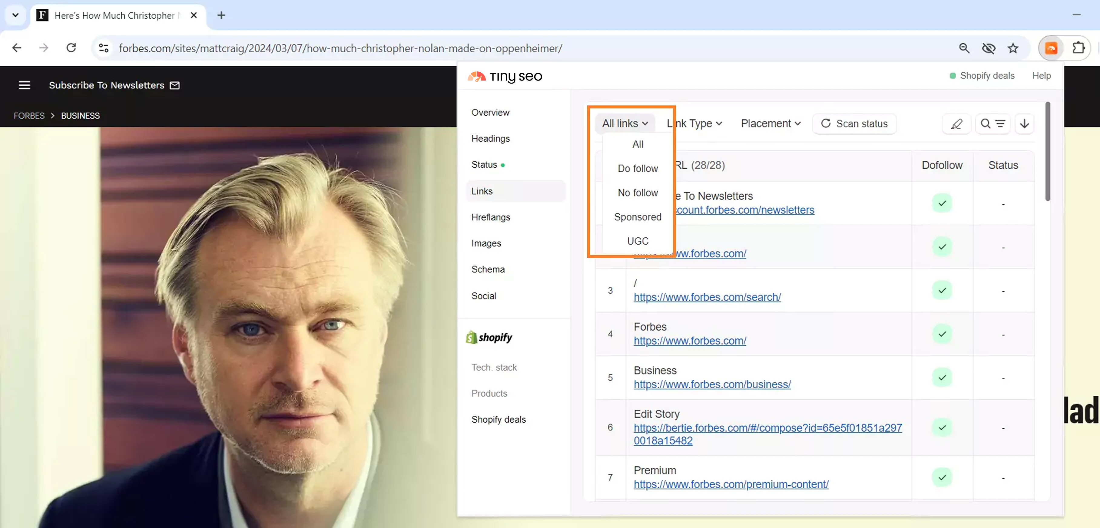 Filter links by attribute with the TinySEO extension