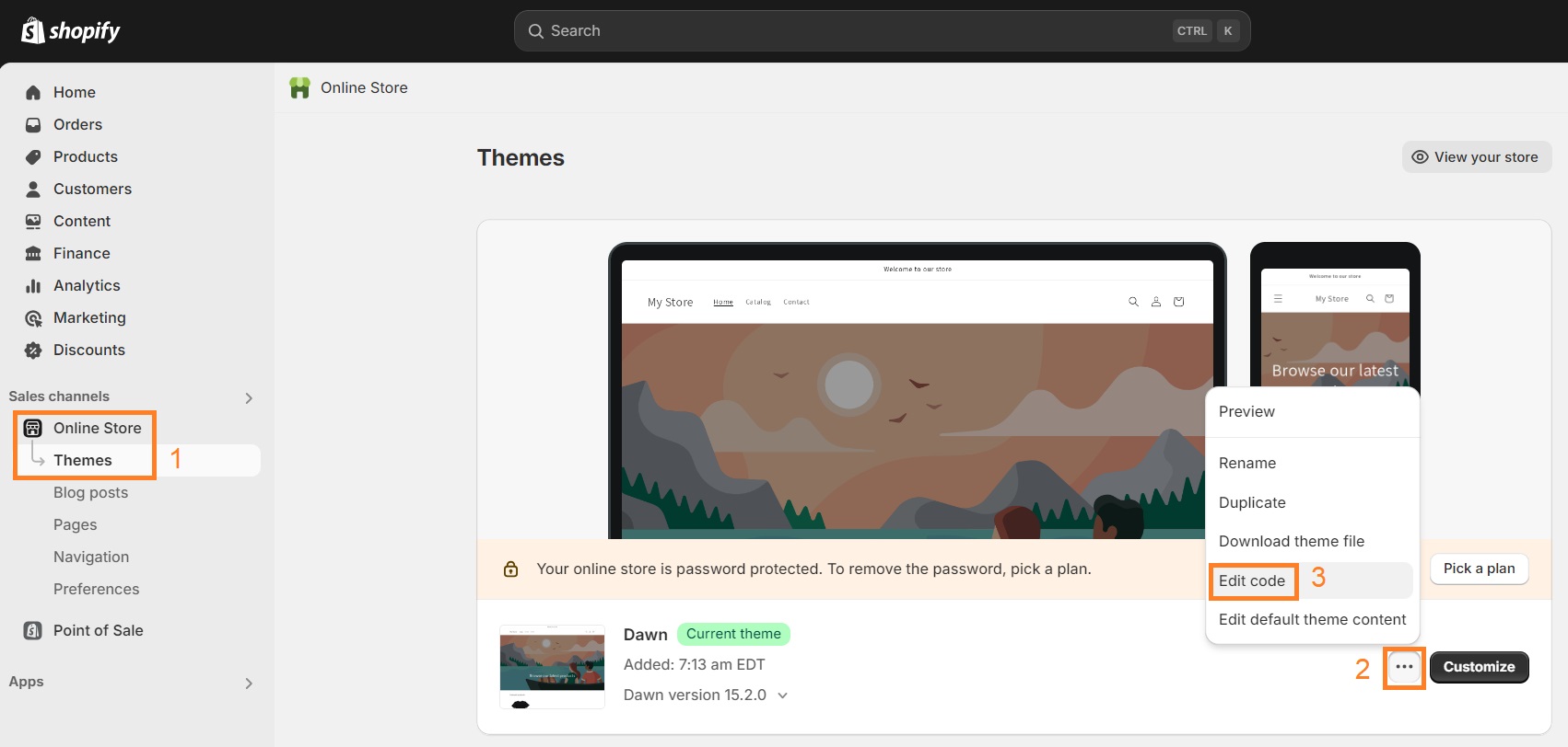 Edit website code on Shopify
