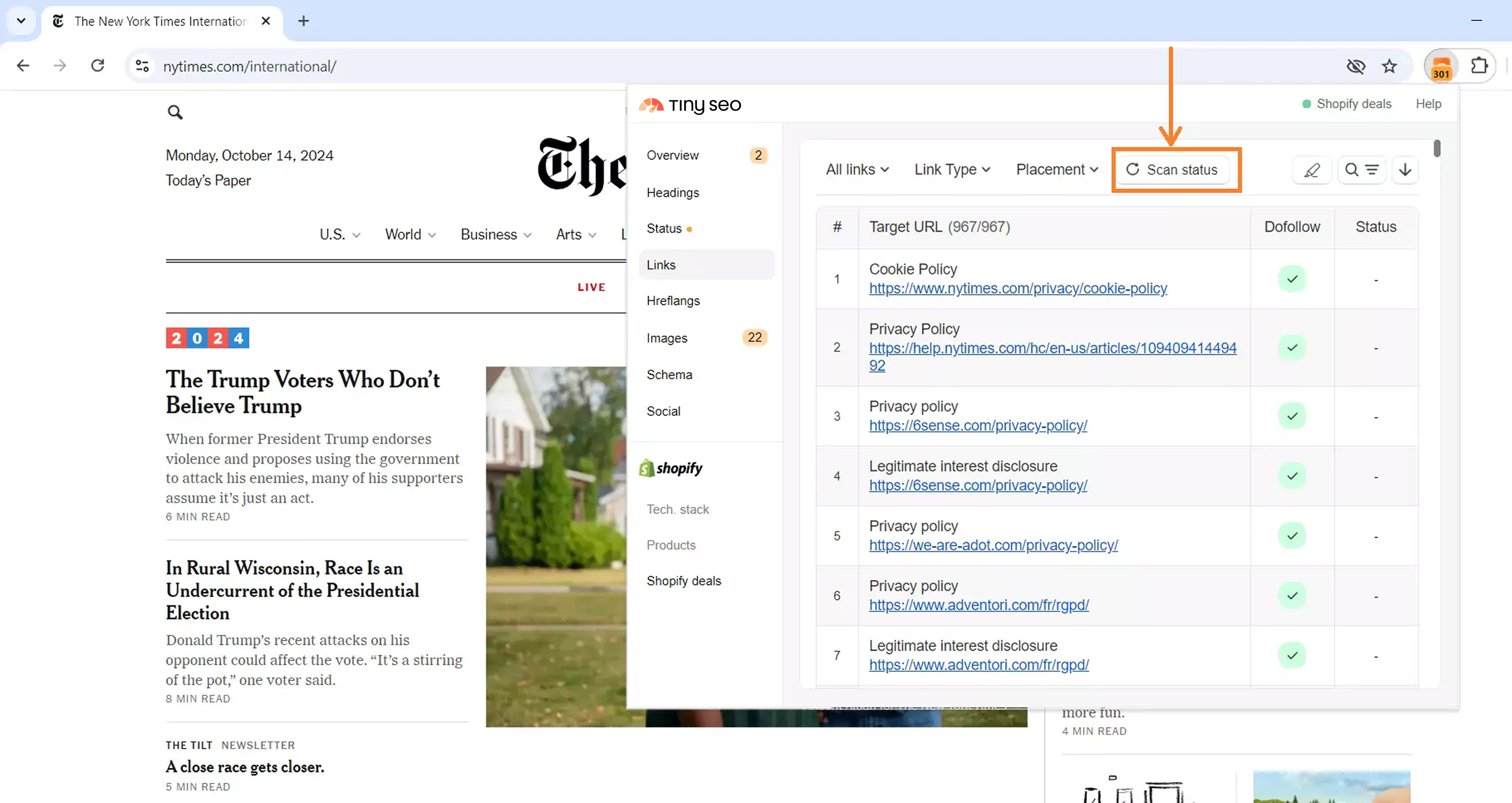 Filter links by attribute with TinySEO extension