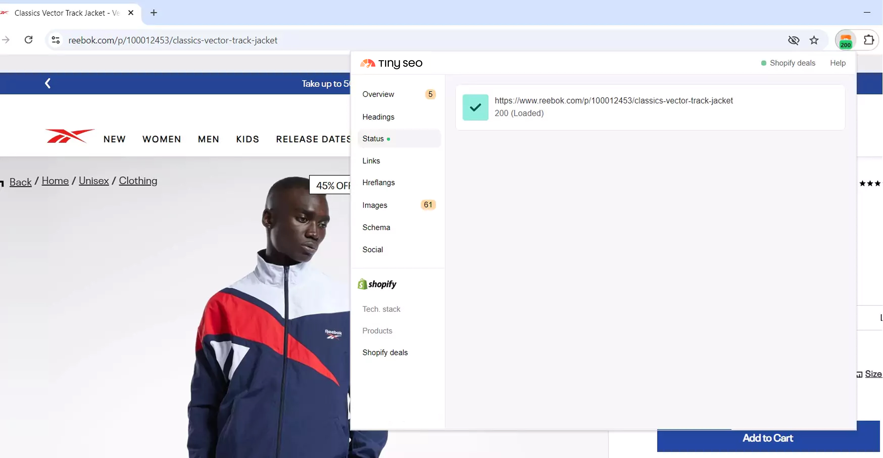 Page status detection with TinySEO