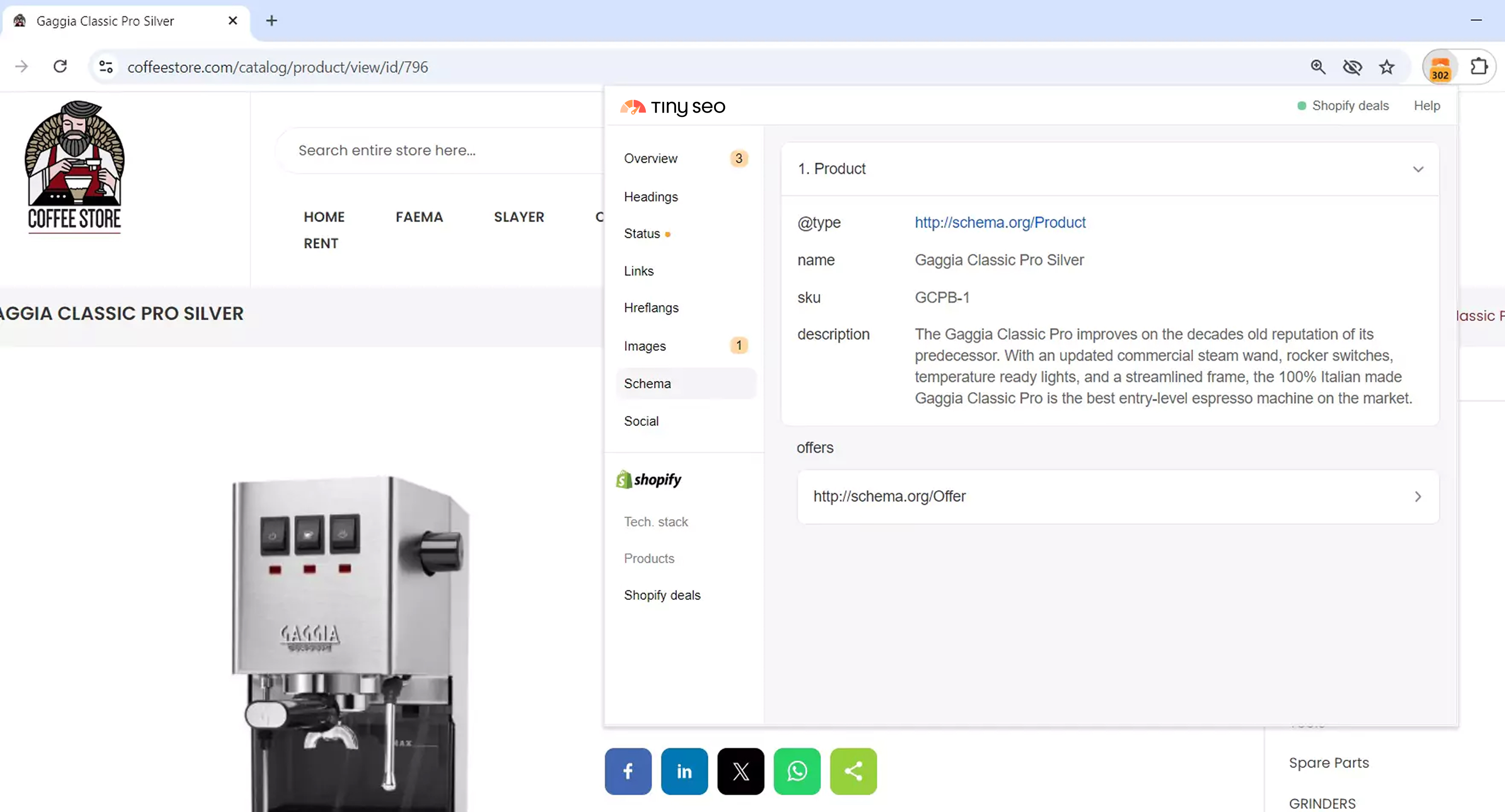 Schema markup on TinySEO