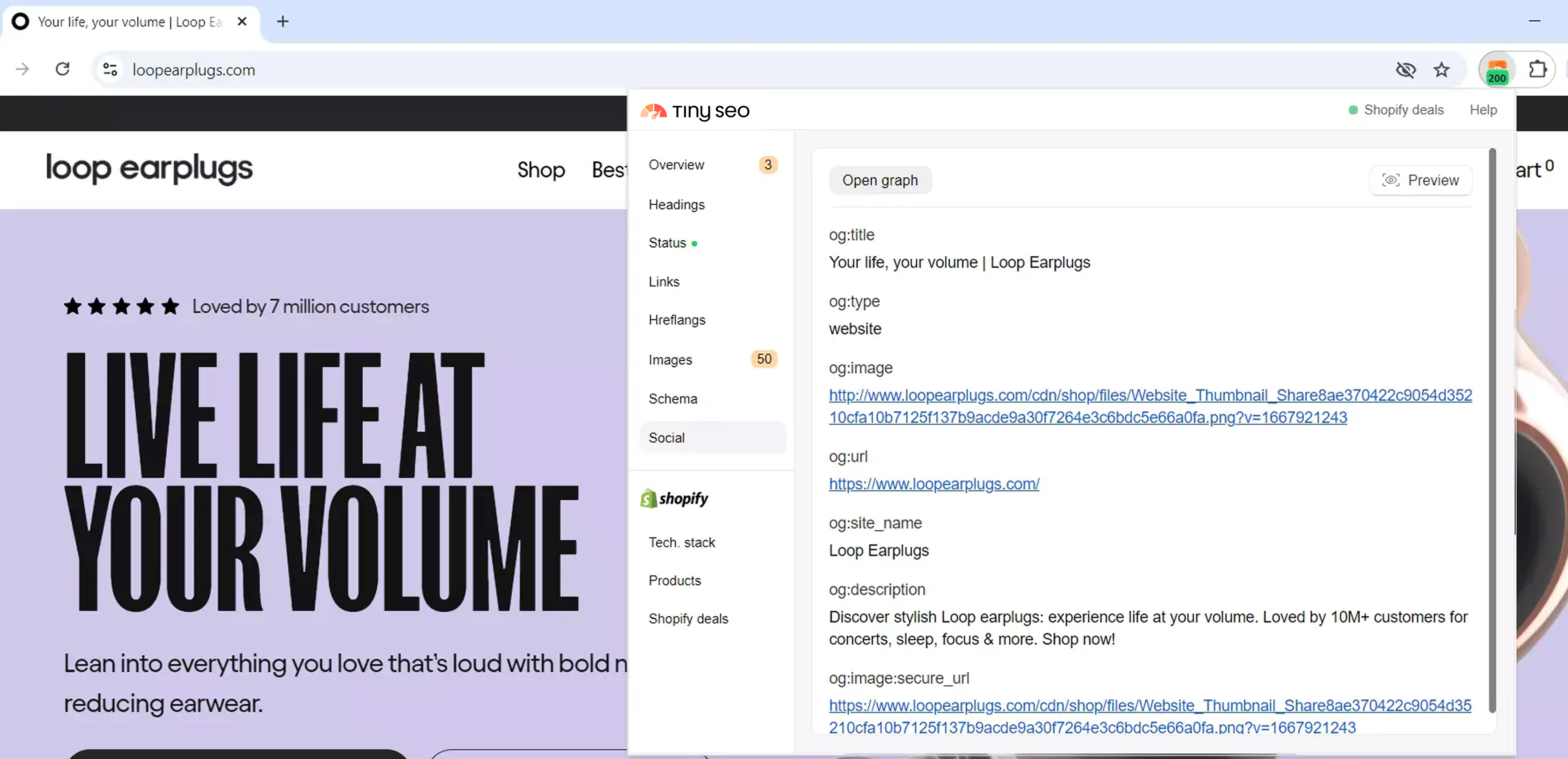 Social media open graph protocol example on TinySEO