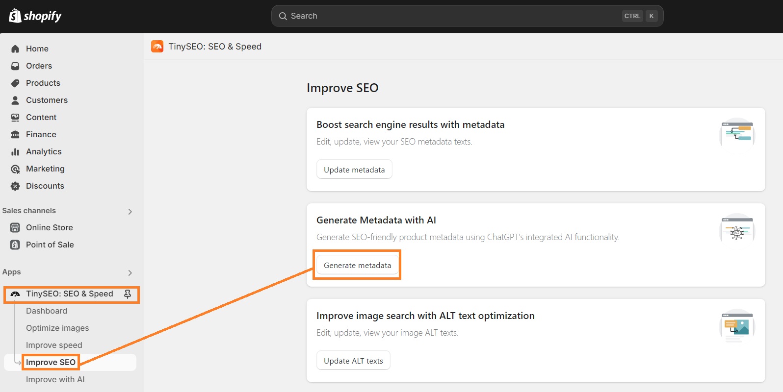 Generate metadata with ChatGPT on TinySEO
